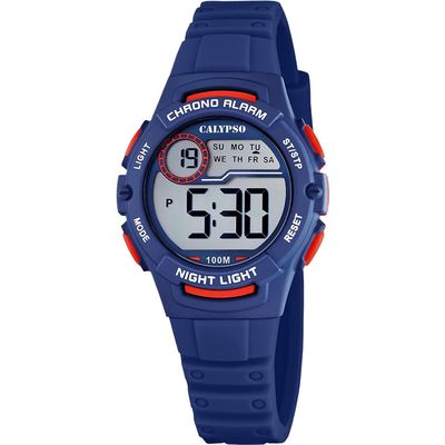 a close up of a digital watch on a white background