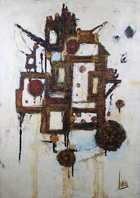LIKVA (XXème), "Abstraction", huile sur toile signée en bas …