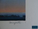 an image of a painting of a sunset on a white wall