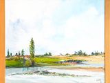 a picture of a painting of a landscape in a frame