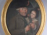 portrait d'un homme et d'un enfant dans un cadre doré