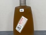 une bouteille de liquide posée sur un plan de travail