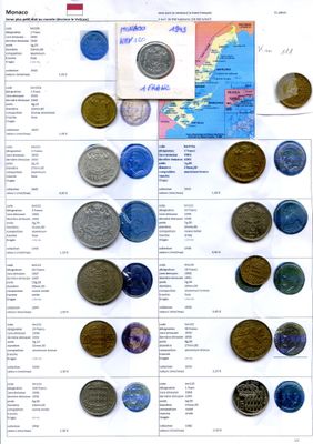 MONACO. Collection de 22 monnaies différentes dont 50 Francs…