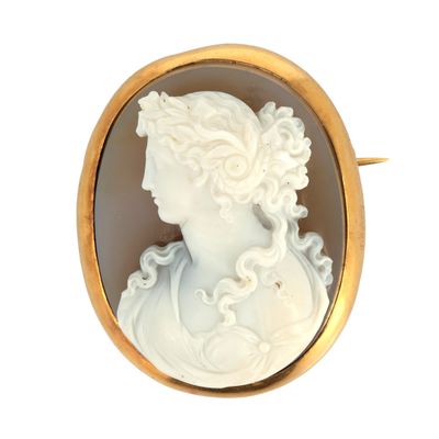 une image représentant le profil d'une femme sur une broche en camée