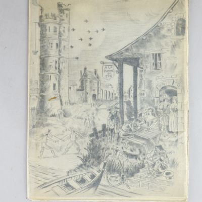 a picture of a drawing on a wall of a building