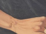 a painting of a hand holding a teddy bear