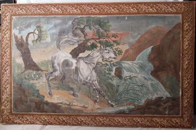 une image d'un tableau représentant un homme à cheval