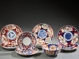 six tasses à thé et soucoupes en porcelaine japonaise d'Imari