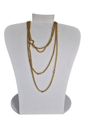 Sautoir à deux rangs en or à décor coupé de perles, L. - Photo 1
