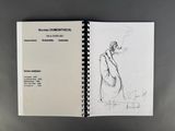 a book with a drawing of a man smoking a cigarette