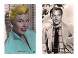 two pictures of a man and a woman with yellow hair