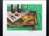 une image représentant un dessin d'une table sur laquelle se trouvent des verres à vin et une boîte