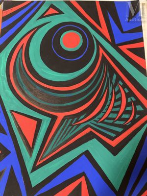 un tableau représentant un motif abstrait avec une étoile au centre