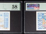 Trois types de monnaies différents sont exposés dans une vitrine