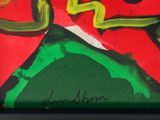 a picture of a painting of a person on a skateboard