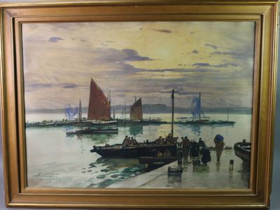 une image d'une peinture de bateaux sur l'eau