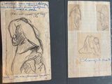 sketches of a woman ' s head and shoulders on a piece of paper