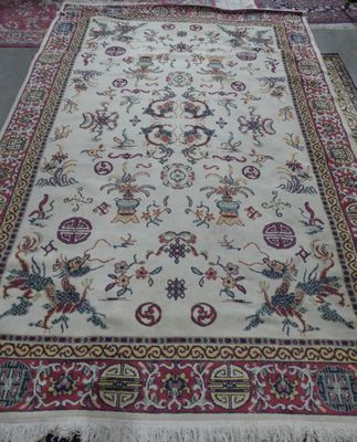 a large oriental rug on display in a store
