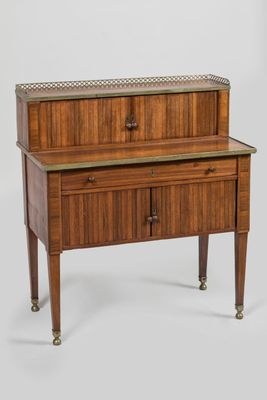 an old wooden desk with drawers and drawers on top of it