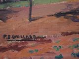 a painting of a street sign on the side of the road