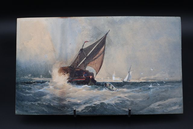 Thomas Charles LEESON ROWBOTHAM (1823-1875) « Voilier ». Aquarell...