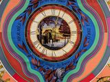 an image of a colorful scarf with a clock on it