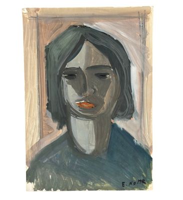 une image représentant un tableau où l'on voit le visage d'une femme aux yeux fermés