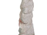 a stone sculpture of a man ' s face on a white background