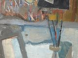 a picture of a painting on a table next to a picture frame