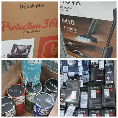 plusieurs photos différentes d'une boîte de produits posée sur la table