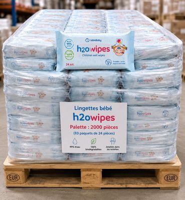 une palette remplie de lingettes pour bébés sur une palette
