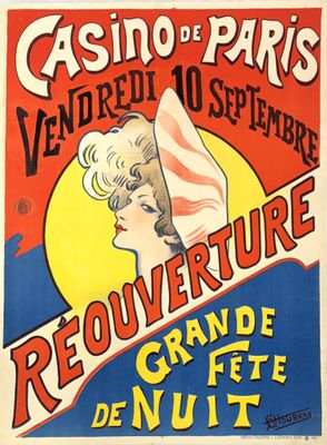 une affiche publicitaire pour un casino à Paris représentant le visage d'une femme