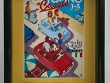 an image of a picture of a couple of cars in front of a poster