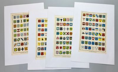 three cards with different designs on them sitting next to each other