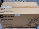 a box that is sitting on a cart on the floor