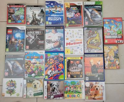 beaucoup de jeux vidéo par terre, par terre