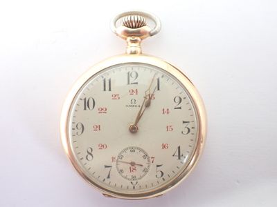 OMEGA, montre à gousset, boîtier or et coque intérieure or, bélière en - Photo 1