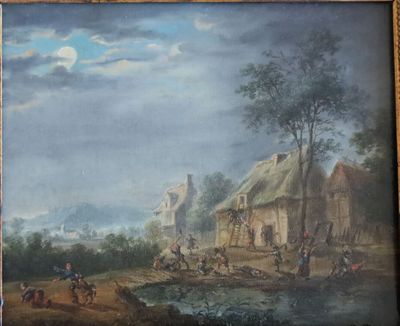 ECOLE DU XIXe SIECLE Scène de pillage d'un village