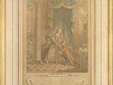 une vieille photo représentant un tableau où l'on voit une femme assise sur un lit