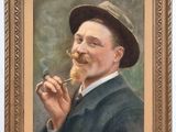 painting of a man with a pipe and hat smoking a pipe