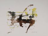 une aquarelle représentant un cheval galopant dans un champ
