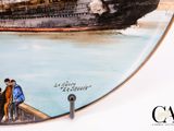 a picture of a painting of a ship in the water
