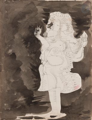 an image of a drawing of a woman in a white dress
