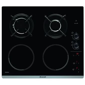 Plaque mixte Brandt BPI6413BM, 4 foyers (2 induction + 2 gaz…
