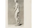 a black and white drawing of a man standing on a pedestal