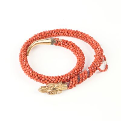 Bracelet dragon, le corps en perles de corail et les extrêmi… - Photo 1
