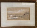 l'image d'une peinture représentant un bateau dans un plan d'eau