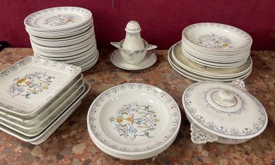 a lot of plates that are sitting on a table
