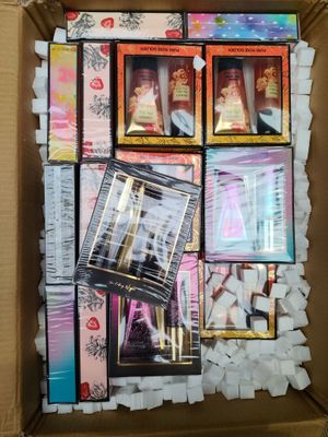 a cardboard box full of various items in it