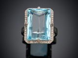 une bague aigue-marine et diamant